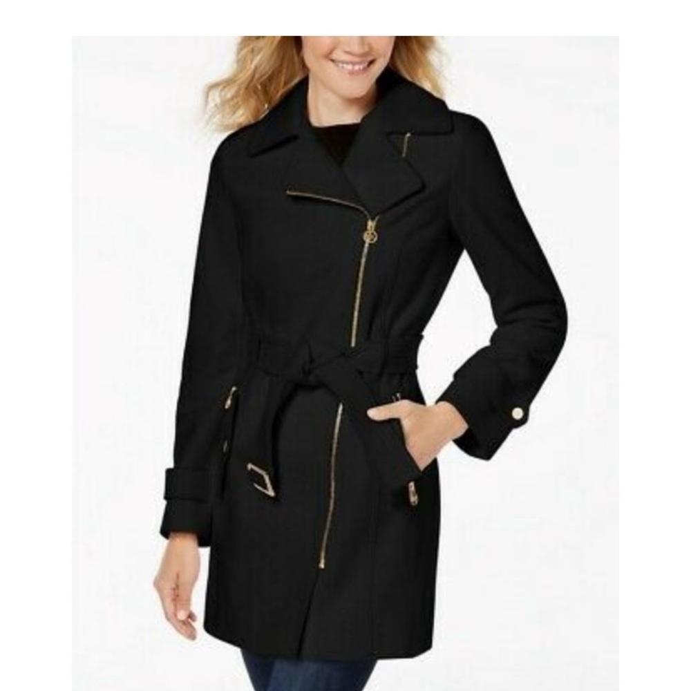 Michael Kors Black Asymmetrical Wool Coat